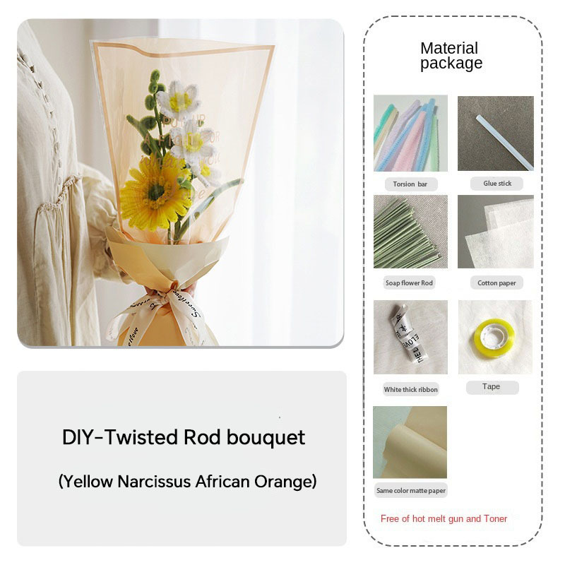 Handmade Cloth Flowers DIY Material Bouquet Weaving and Making Floral Fabric Gift Giving