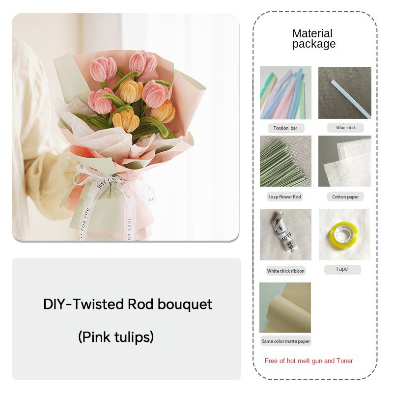 Handmade Cloth Flowers DIY Material Bouquet Weaving and Making Floral Fabric Gift Giving