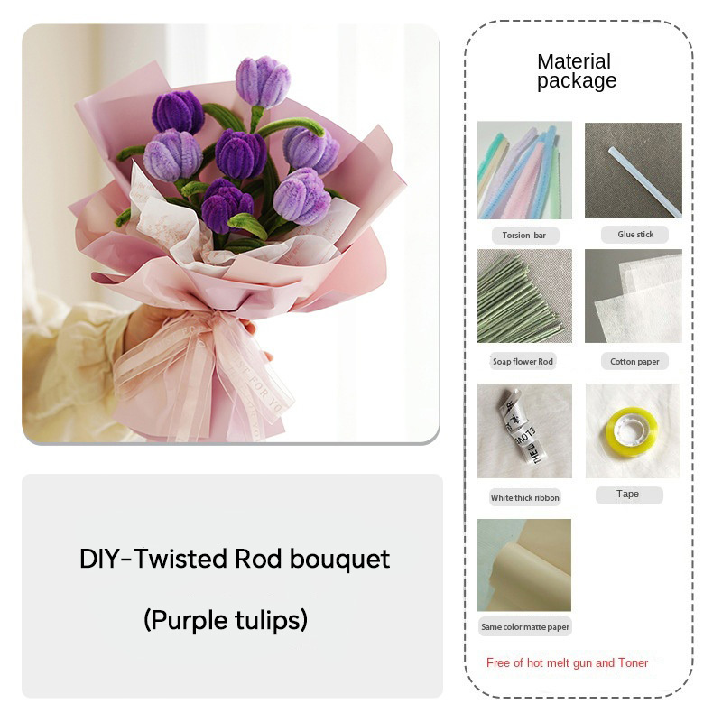 Handmade Cloth Flowers DIY Material Bouquet Weaving and Making Floral Fabric Gift Giving