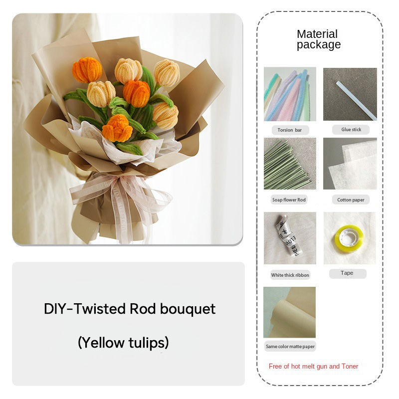 Handmade Cloth Flowers DIY Material Bouquet Weaving and Making Floral Fabric Gift Giving