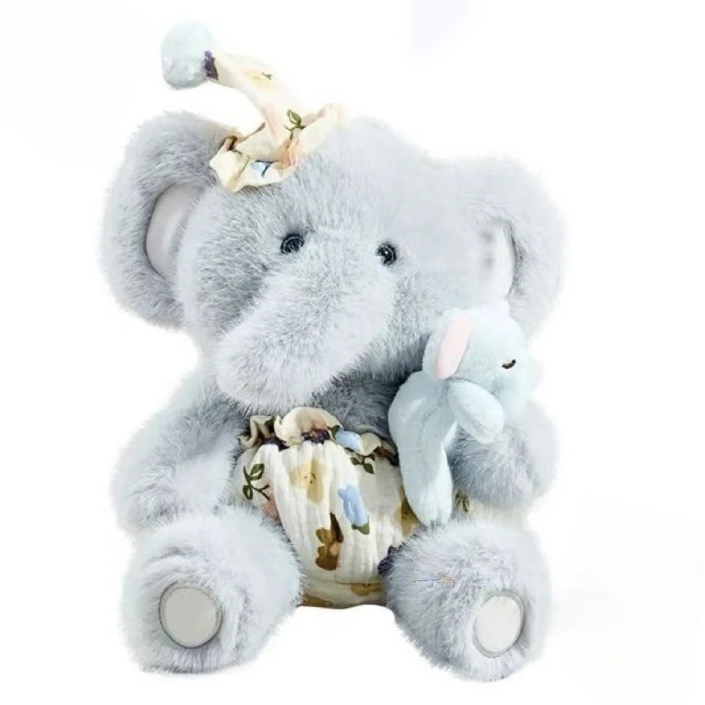 Goodnight Floral Doll– Unique Outfit Collectible Plush Figures Toy Stuffed Animals & Toys for Adults Cute Companion for Anxiety Relief Birthday Gift for Her/Him-Blue Elephant