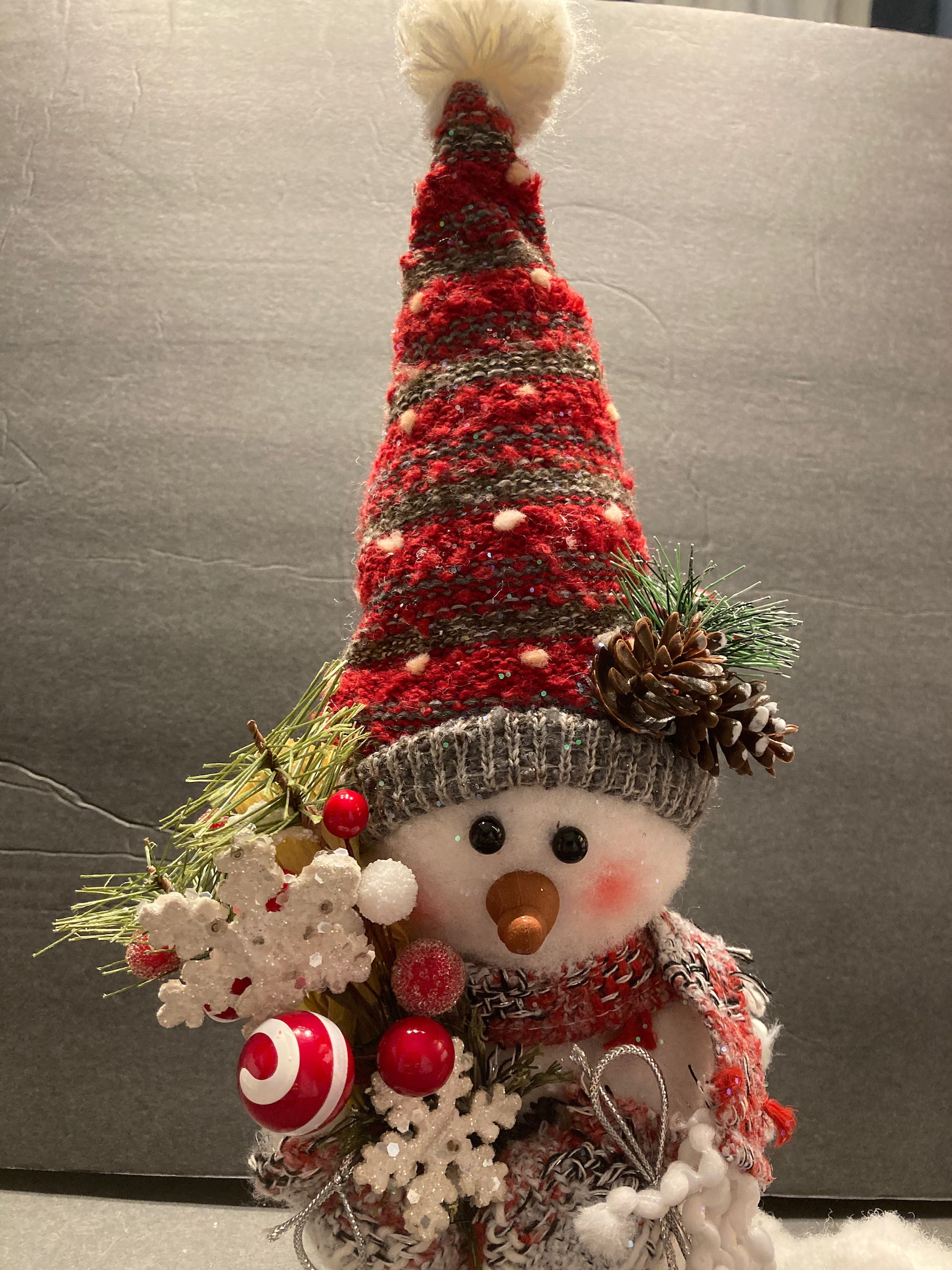McMitten Snowman, Plush Sitting Snowman, Farmhouse Christmas Decor