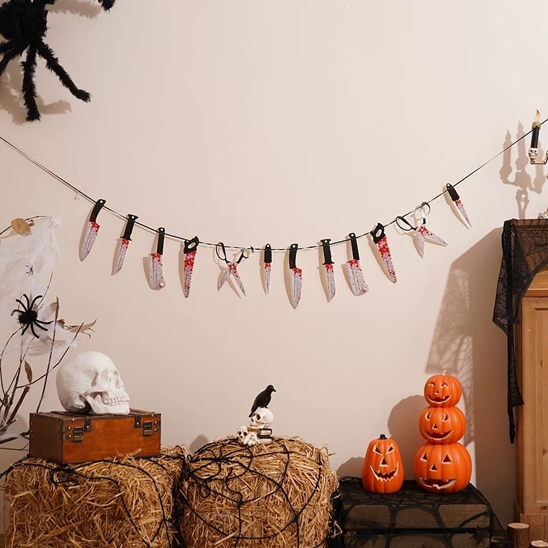 118 inch hangHalloween Decor Flag Banner Ghost Festival Horror Atmosphere Flag