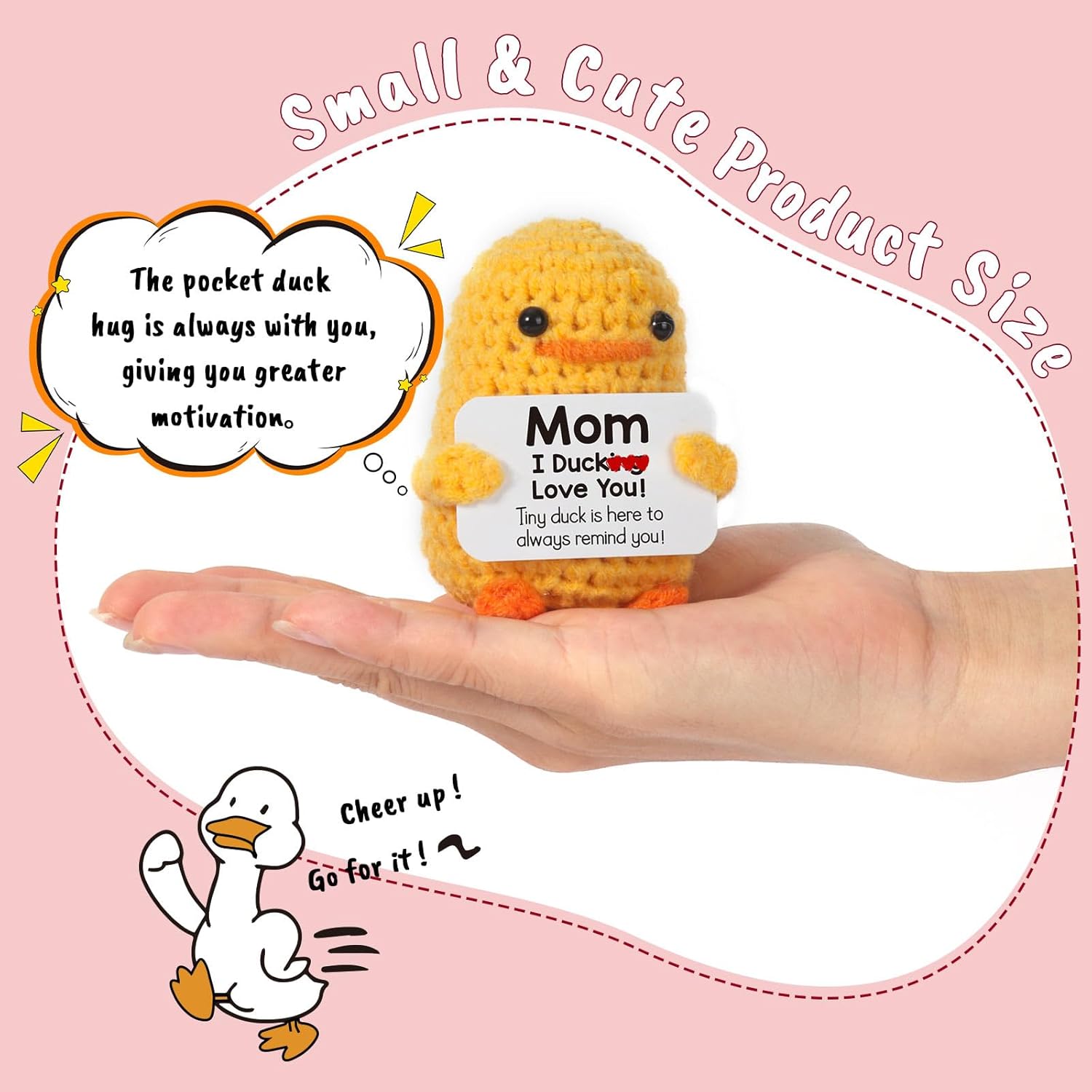 Apripex Gifts for Mom Mothers Day - I Duck Love You Mom, Handmade Crochet Funny Cool Cute Small Duck Unique Presents Plush Figure Toys for Birthday Mama Bonus Step Mother Mother's Stocking Stuffers