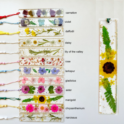 Personalized Name Resin Flowers 5.5 Inch Bookmark With Tassel Custom Gift 