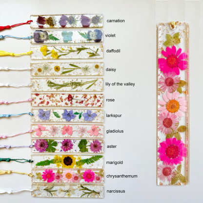 Personalized Name Resin Flowers 5.5 Inch Bookmark With Tassel Custom Gift 