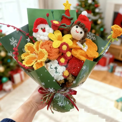 Handmade Crochet Flower Christmas Bouquet for Girls  Christmas Holiday Gift