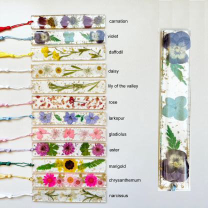 Personalized Name Resin Flowers 5.5 Inch Bookmark With Tassel Custom Gift 