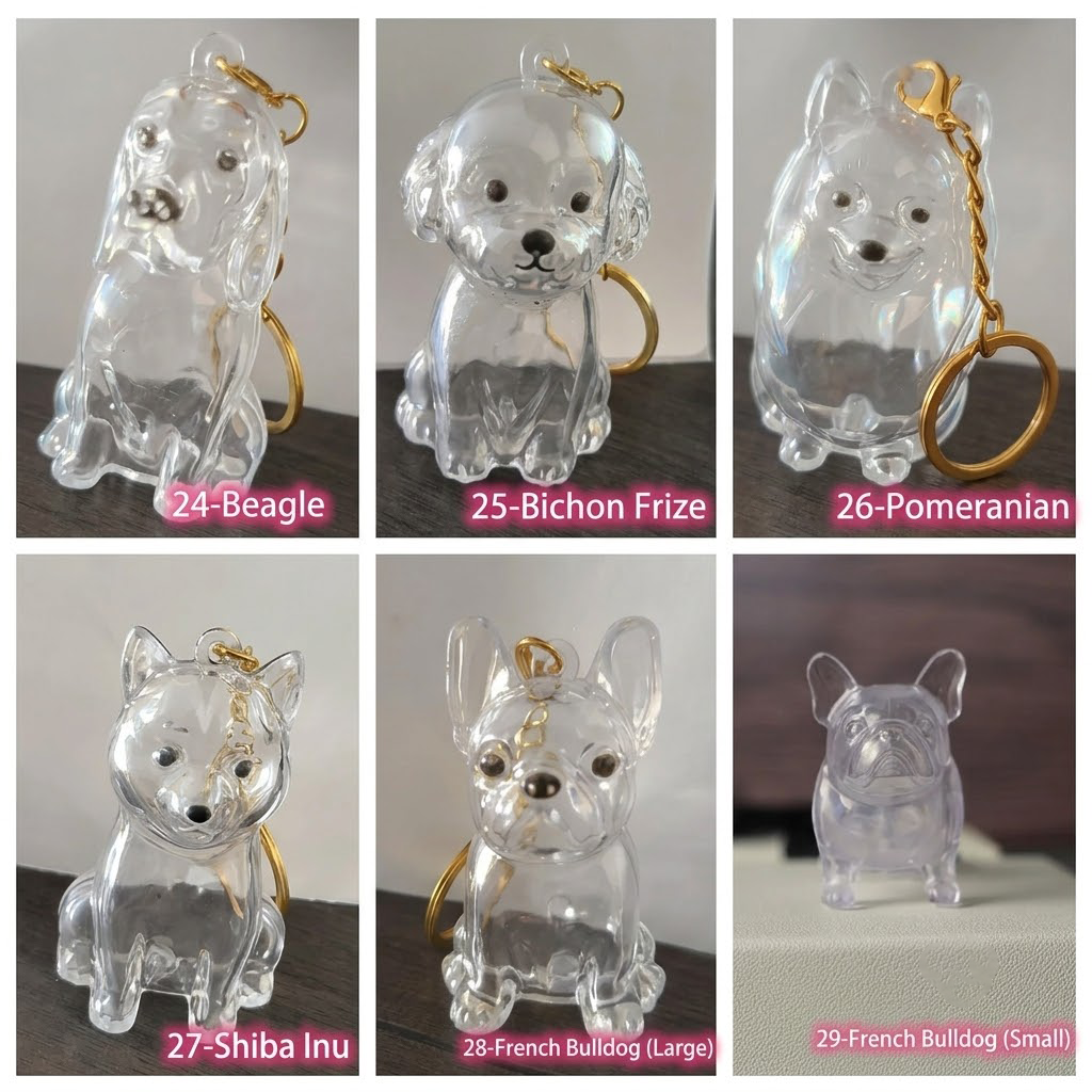 DIY Pet Fur Memorial Keychain – Clear Resin Fillable Pendant with Dog Portrait – Personalized Pet Hair Keepsake & Custom Engravable Charm