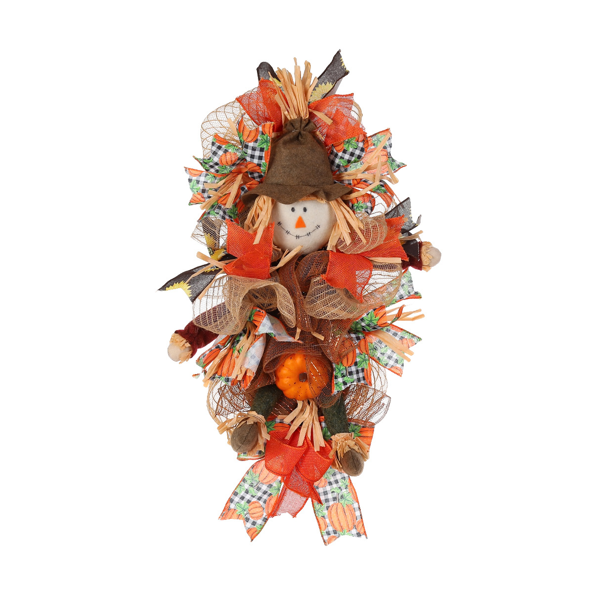 Fall Decorations For Home Scarecrow Pumpkin Wreath Simulation Wreath Door Hanging