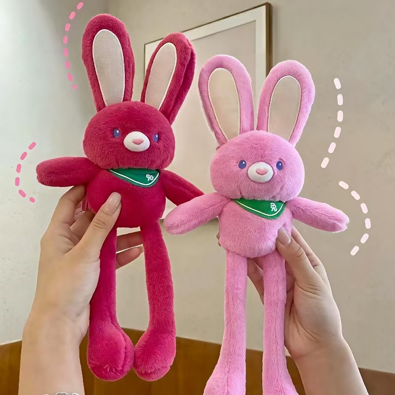 Pull Up Rabbit Plush Doll Funny Pull-Up Easter Rabbit Keychain Plush Toy Stuffed Pillow Novelty Throw Stuffed Animal Toy 12"