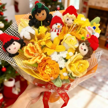 Handmade Crochet Flower Christmas Bouquet for Girls  Christmas Holiday Gift