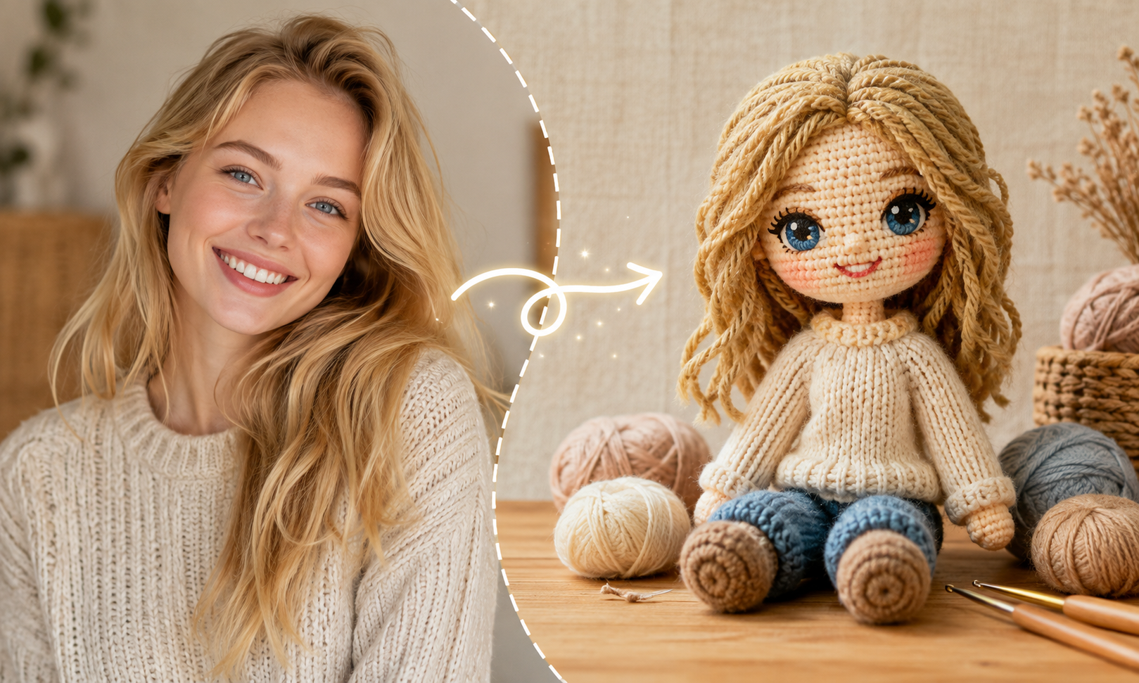 Handmade custom portrait doll inspired by a real person