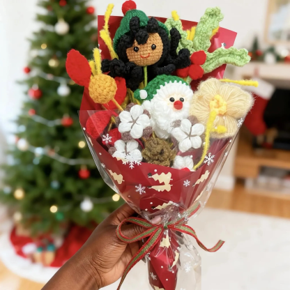 Handmade Crochet Flower Christmas Bouquet for Girls  Christmas Holiday Gift