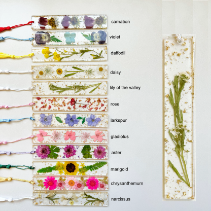Personalized Name Resin Flowers 5.5 Inch Bookmark With Tassel Custom Gift 