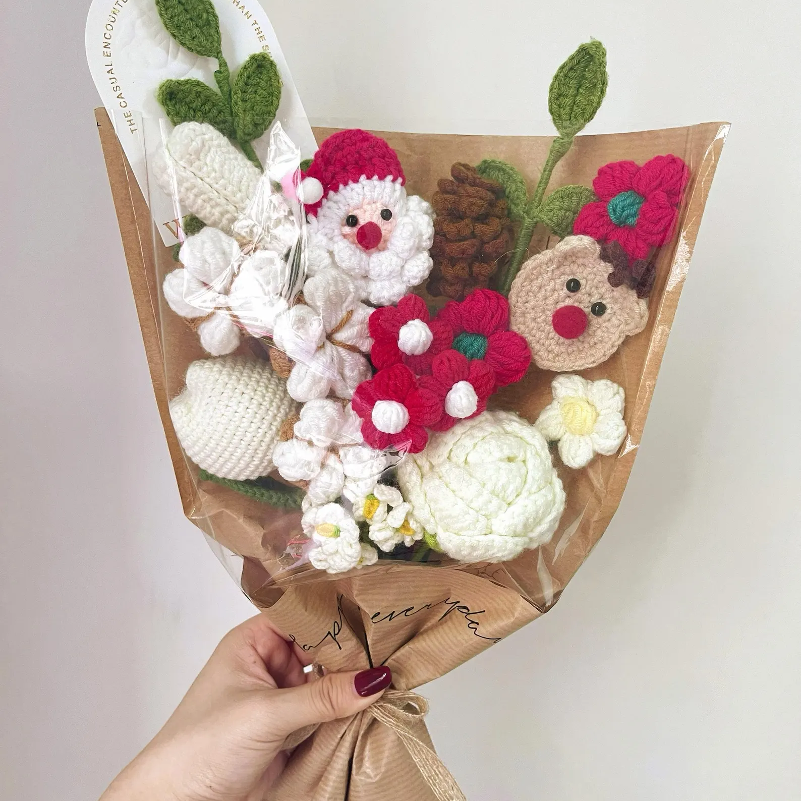 Crochet Christmas Flower Bouquet: Handmade Knitted Xmas Decor