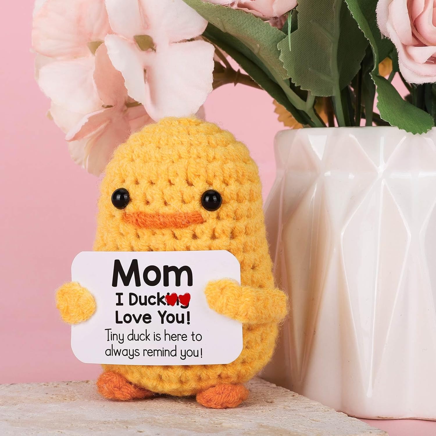 Apripex Gifts for Mom Mothers Day - I Duck Love You Mom, Handmade Crochet Funny Cool Cute Small Duck Unique Presents Plush Figure Toys for Birthday Mama Bonus Step Mother Mother's Stocking Stuffers