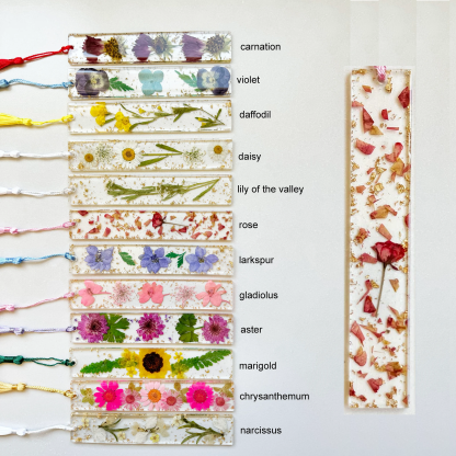 Personalized Name Resin Flowers 5.5 Inch Bookmark With Tassel Custom Gift 