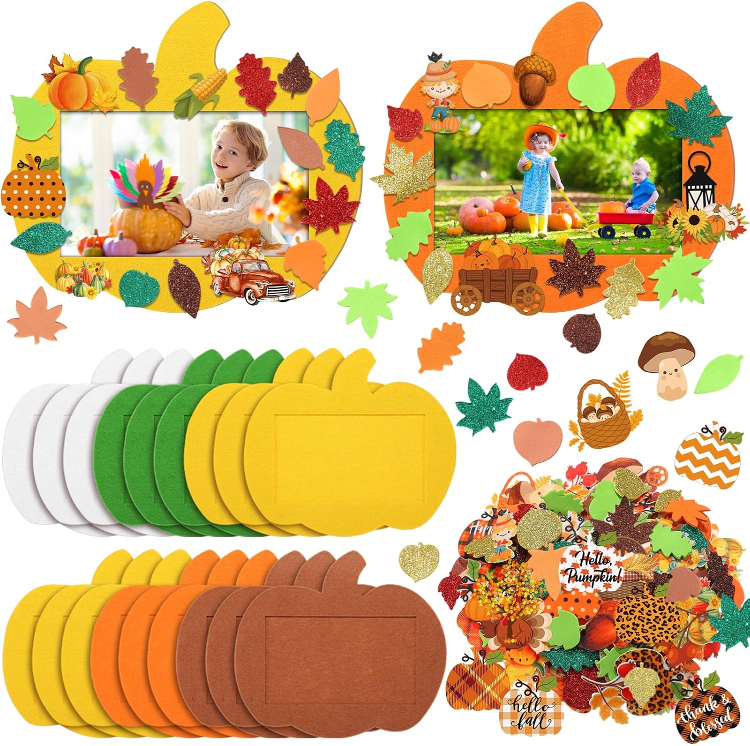 Autumn Thanksgiving Christmas Felt Photo Frame with Leaves Pumpkin 232 DIY Handmade Set