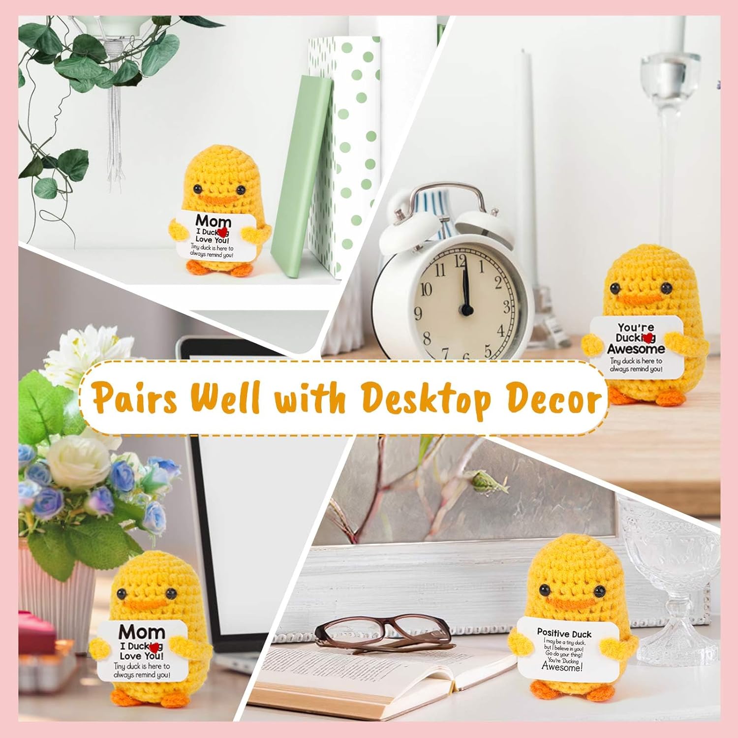 Apripex Gifts for Mom Mothers Day - I Duck Love You Mom, Handmade Crochet Funny Cool Cute Small Duck Unique Presents Plush Figure Toys for Birthday Mama Bonus Step Mother Mother's Stocking Stuffers