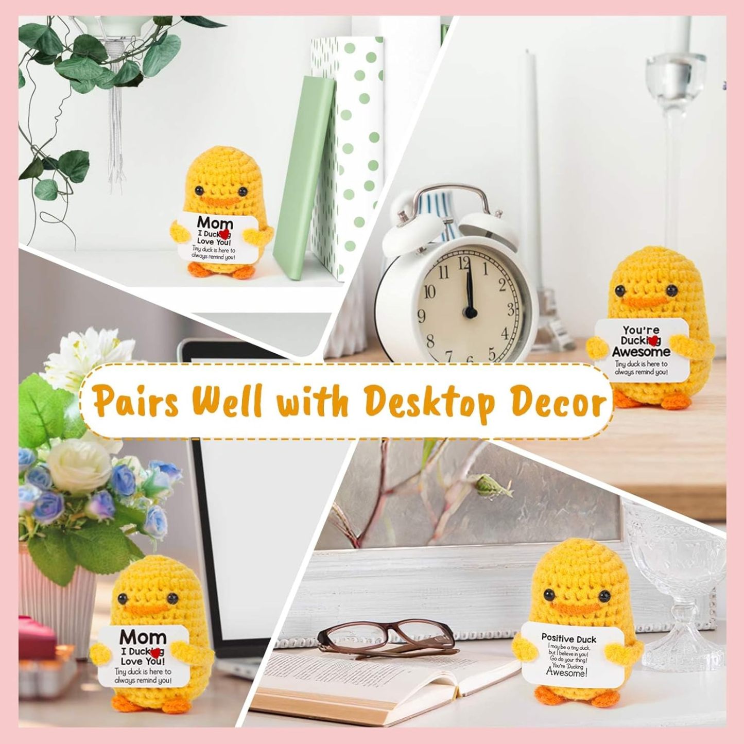 Apripex Gifts for Mom Mothers Day - I Duck Love You Mom, Handmade Crochet Funny Cool Cute Small Duck Unique Presents Plush Figure Toys for Birthday Mama Bonus Step Mother Mother's Stocking Stuffers