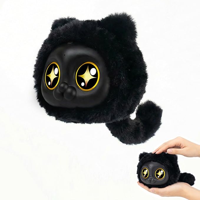 Black Cat Plush Toy With Large Yellow Star-pupil Eyes