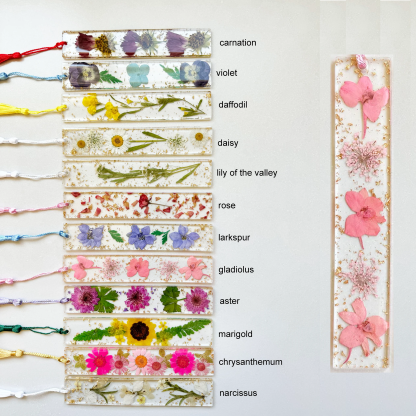 Personalized Name Resin Flowers 5.5 Inch Bookmark With Tassel Custom Gift 