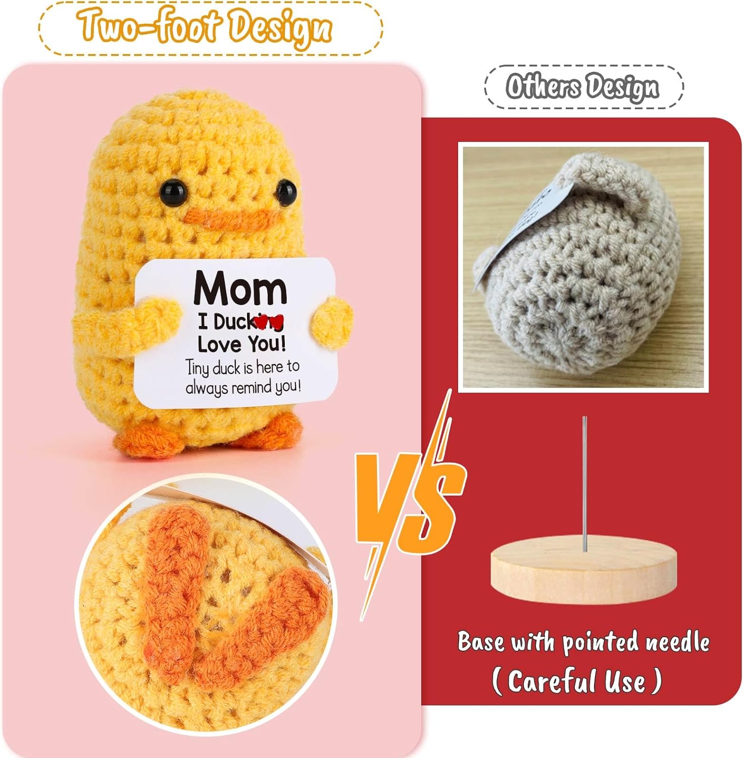Apripex Gifts for Mom Mothers Day - I Duck Love You Mom, Handmade Crochet Funny Cool Cute Small Duck Unique Presents Plush Figure Toys for Birthday Mama Bonus Step Mother Mother's Stocking Stuffers