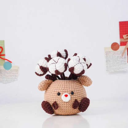Christmas Bloom Buddies Crochet Patterns Bundle, Poinsettia Snowman Pot Pattern, Holly Santa Pot Pattern, Snowdrop Bear Pot Pattern