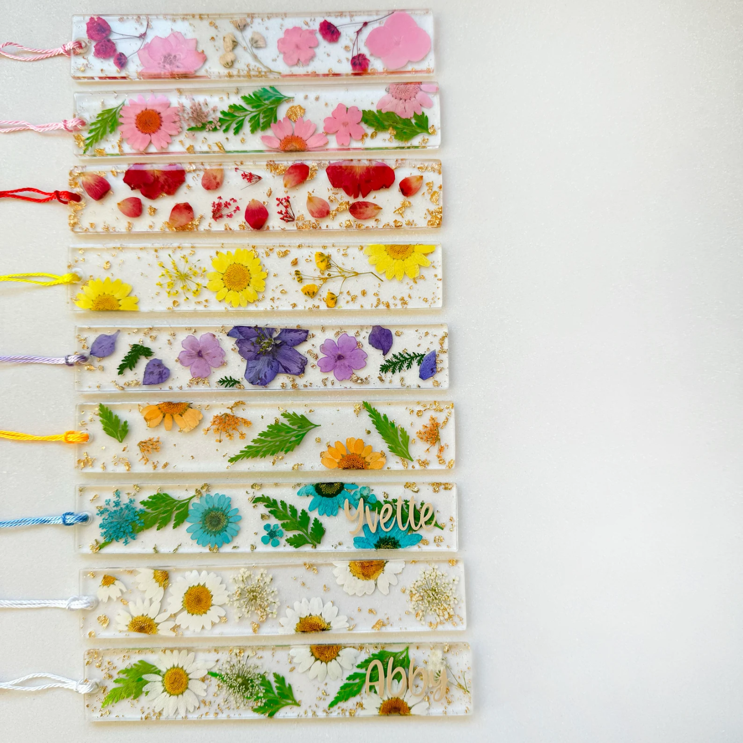 Personalized Name Resin Flowers 5.5 Inch Bookmark With Tassel Custom Gift 