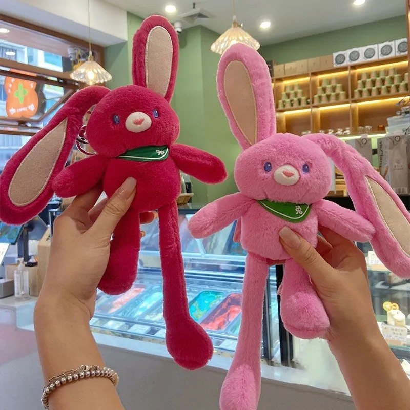 Pull Up Rabbit Plush Doll Funny Pull-Up Easter Rabbit Keychain Plush Toy Stuffed Pillow Novelty Throw Stuffed Animal Toy 12"