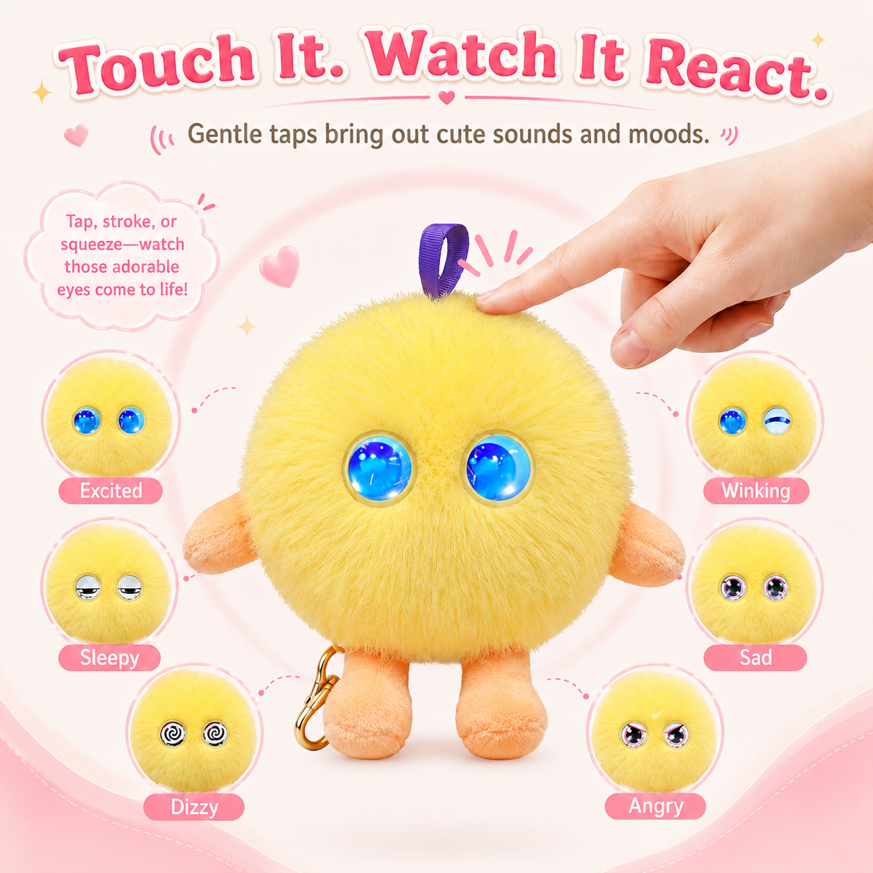 AI Plush Doll Emotion Stuffed Toy Smart Interactive Bag Charm with Emo AI Technology