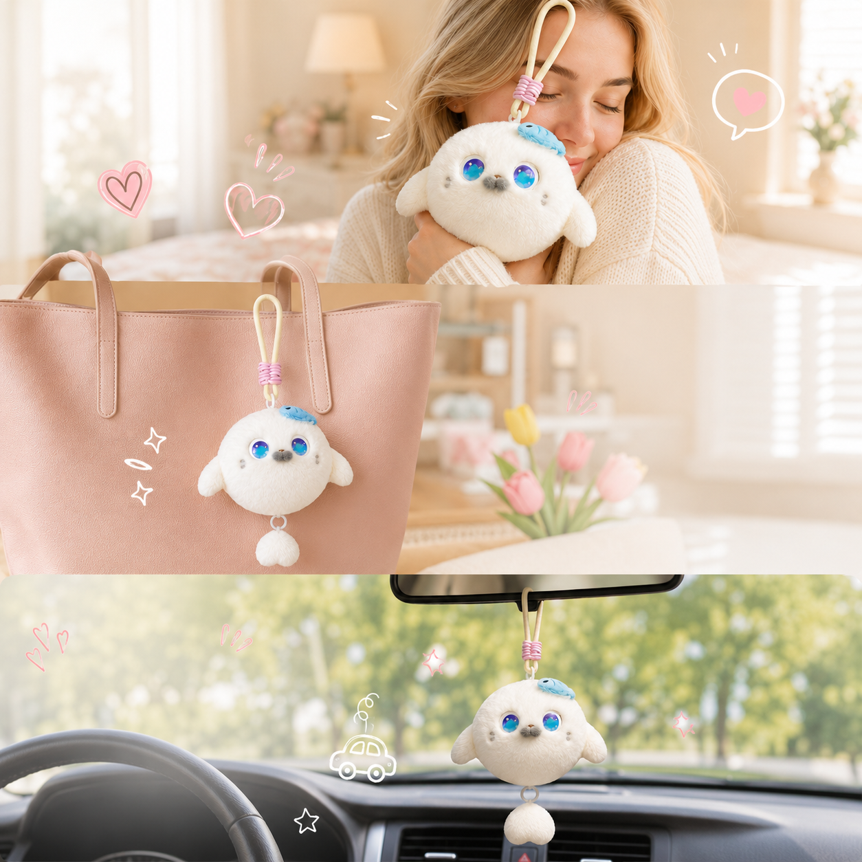 AI Plush Doll Stuffed Animals Cute Bag Charm Anxiety Relief Comfort Gift