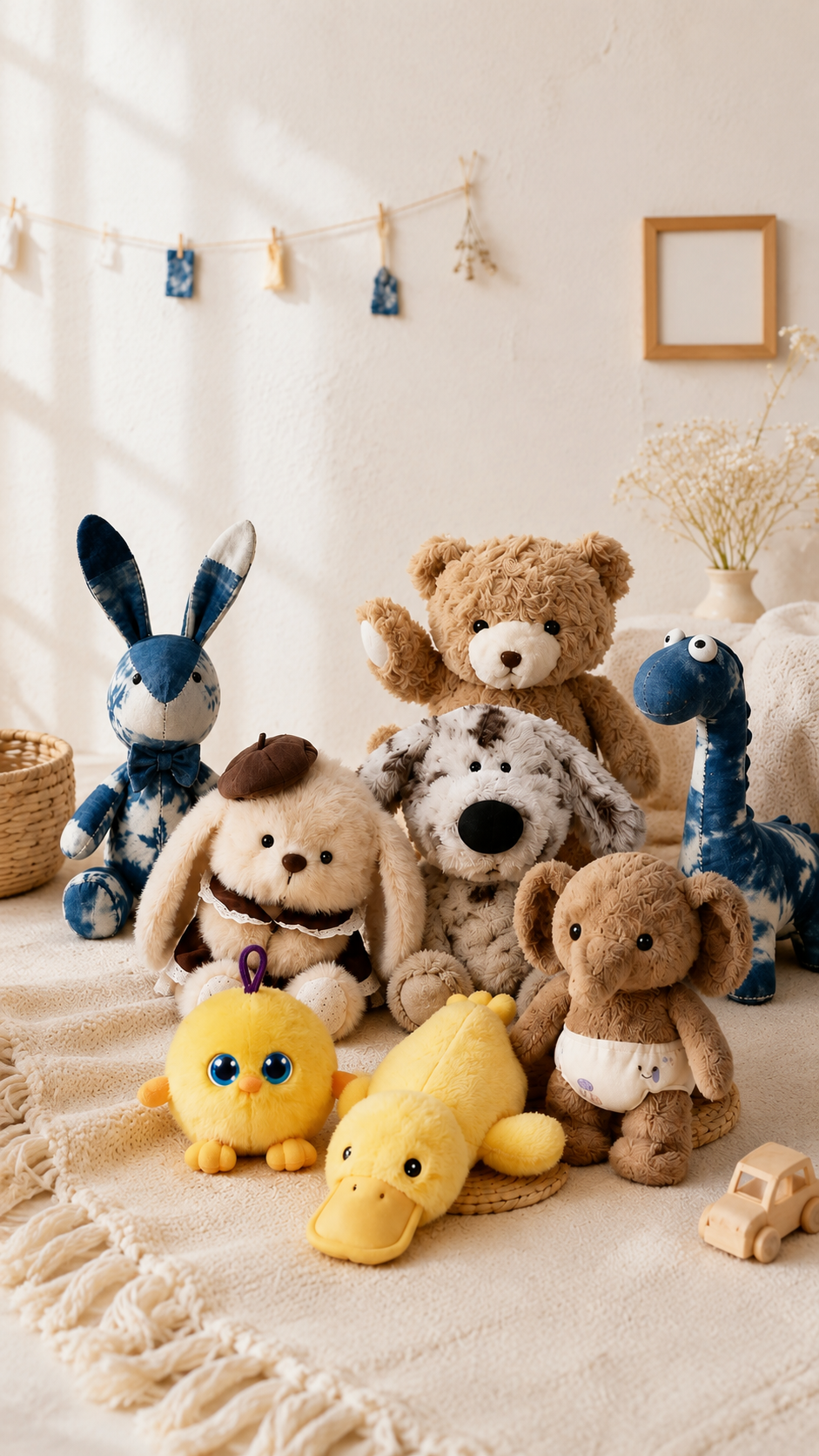 Apripex handmade stuffed animal dolls collection including crochet animals, denim plushies and cute soft teddy bears