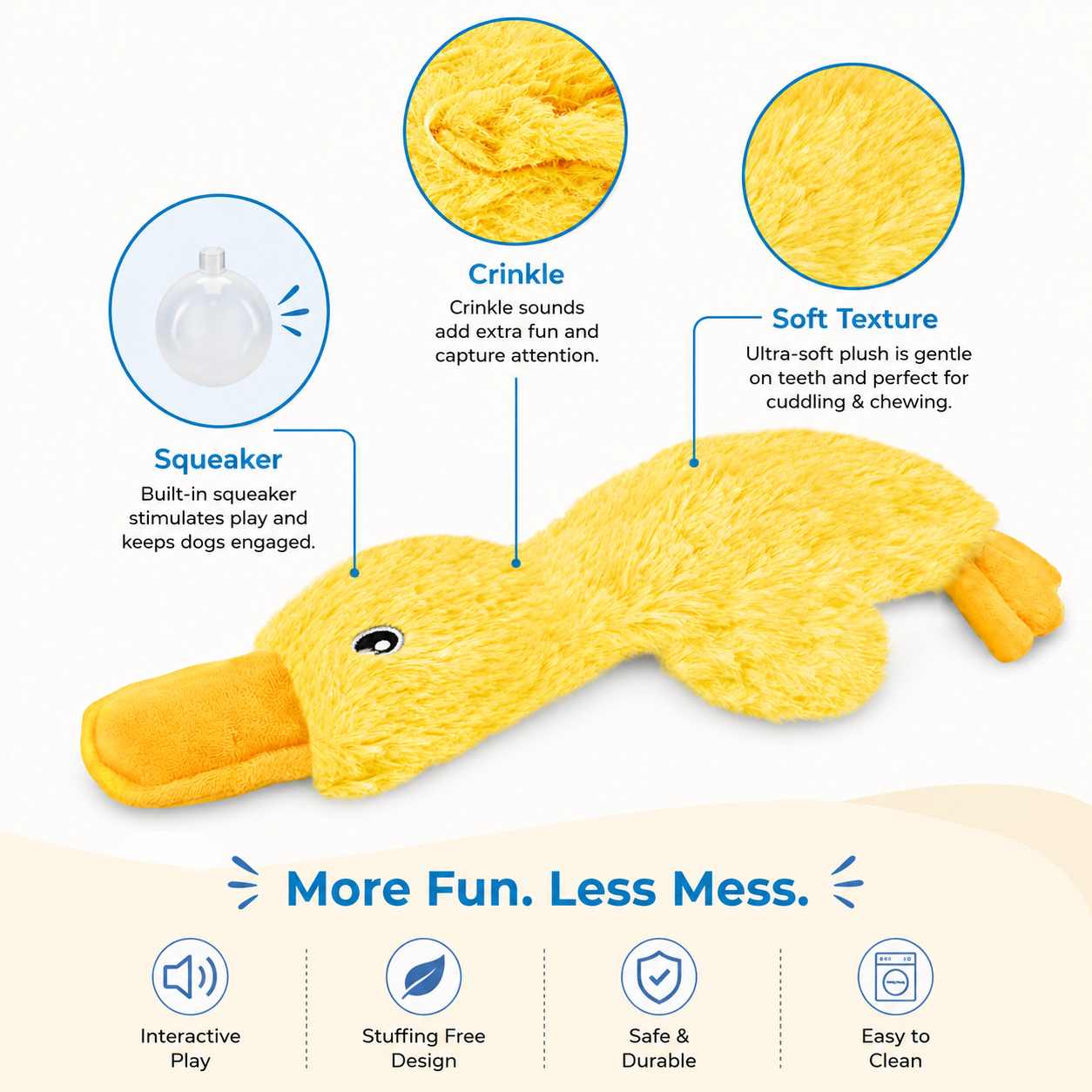 Squeaky Plush Duck Dog Toy for Boredom Relief