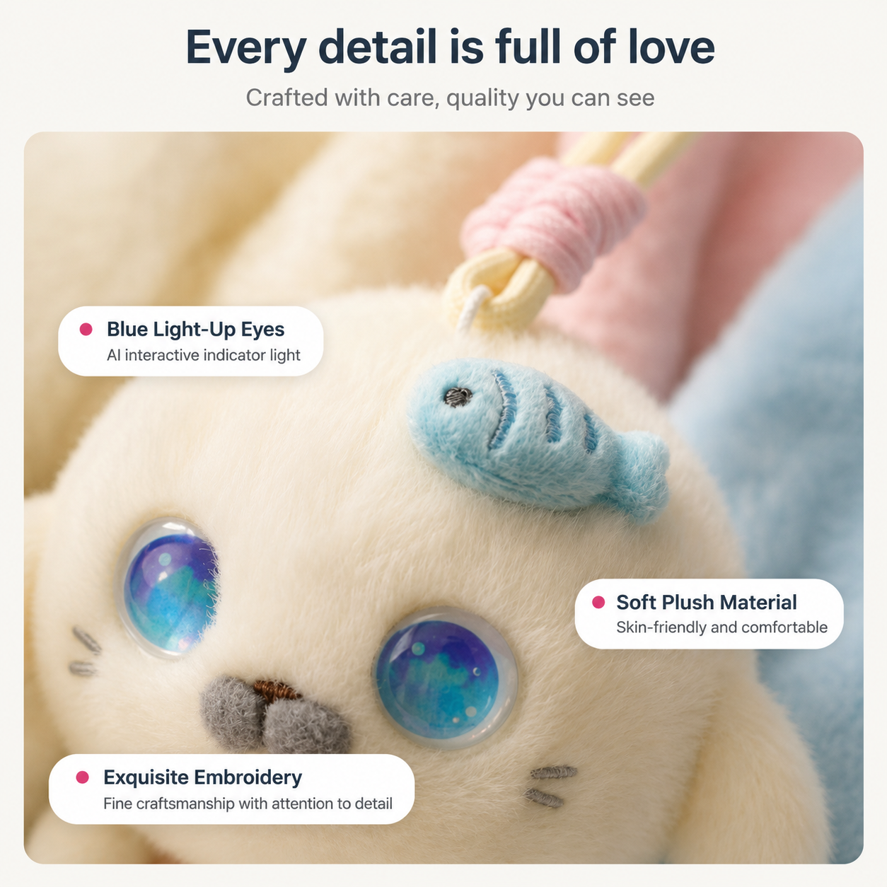 AI Plush Doll Stuffed Animals Cute Bag Charm Anxiety Relief Comfort Gift