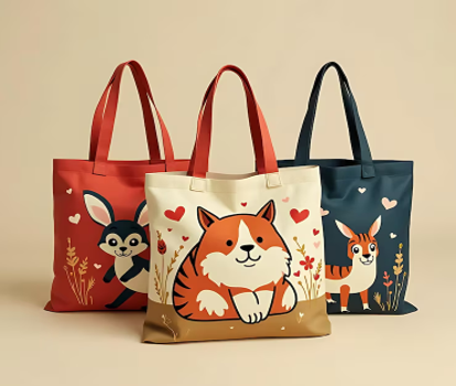 Custom tote bag with pet portrait