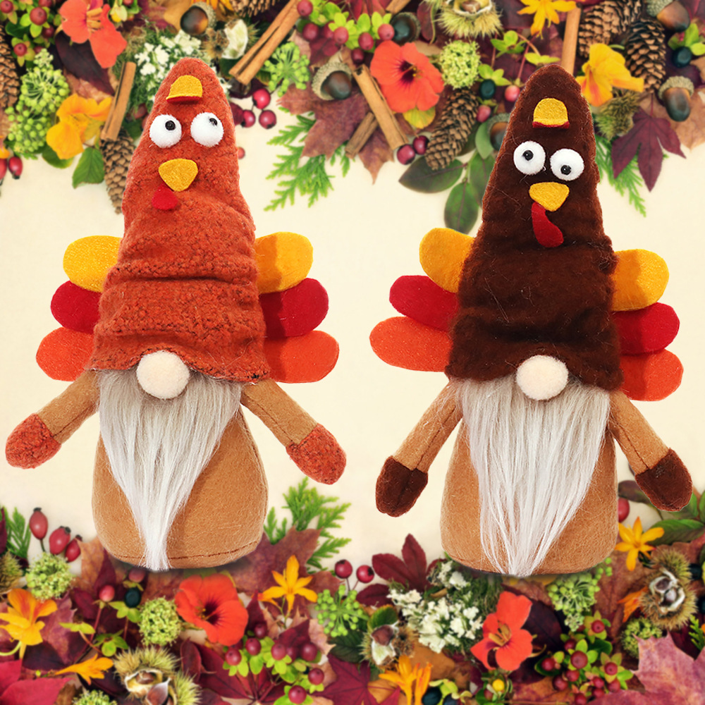 Turkey Stuffed Animal Cartoon Forest Man Plush Gnome-2pcs