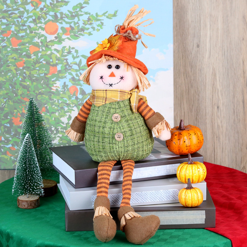 Sunflower Maple Leaf Rudolph Hanging Leg Scarecrow Doll Couple 2