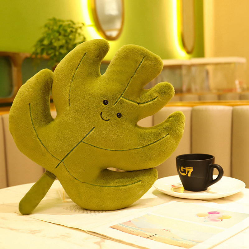 3D Leaf Shaped Pillow with Green Colors Plant Leaf Pillows
