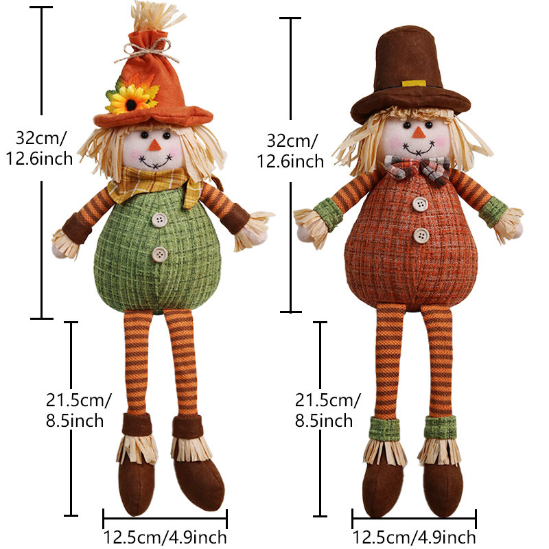 Thanksgiving Decorations Sunflower Maple Leaf Rudolf Hanging Leg Doll Couple 2 Pack for Home Decor