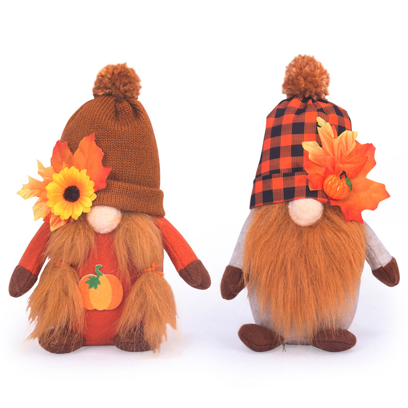 Thanksgiving Decorations Home Decor Plush Toy Dwarf Doll Faceless Soft Toy Couple 2 Pack 