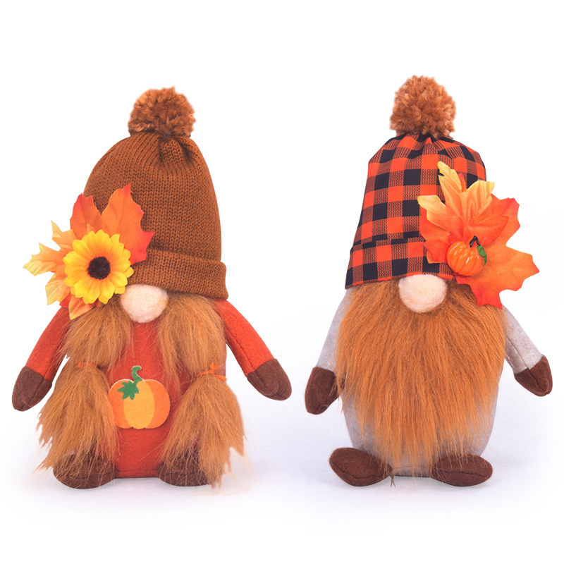 Thanksgiving Decorations Home Decor Plush Toy Dwarf Doll Faceless Soft Toy Couple 2 Pack 
