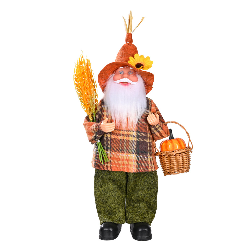  Wheat Carrying Basket Old Man Doll Pumpkin Ornaments-A