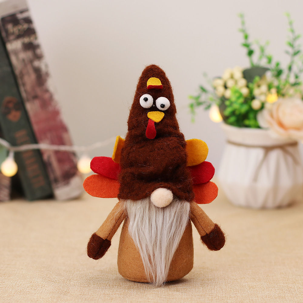 Turkey Stuffed Animal Cartoon Forest Man Plush Gnome-Brown