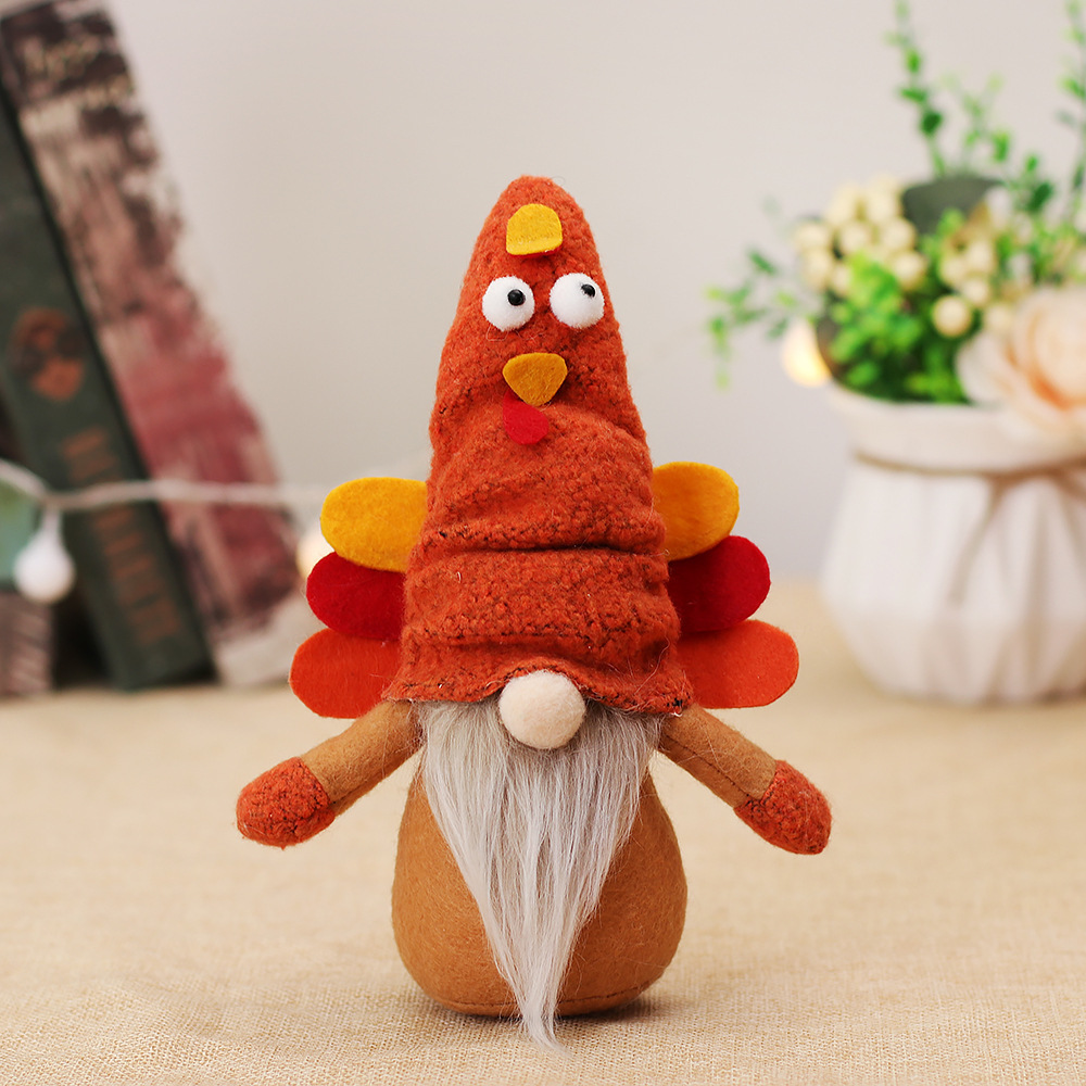 Turkey Stuffed Animal Cartoon Forest Man Plush Gnomel-Orange