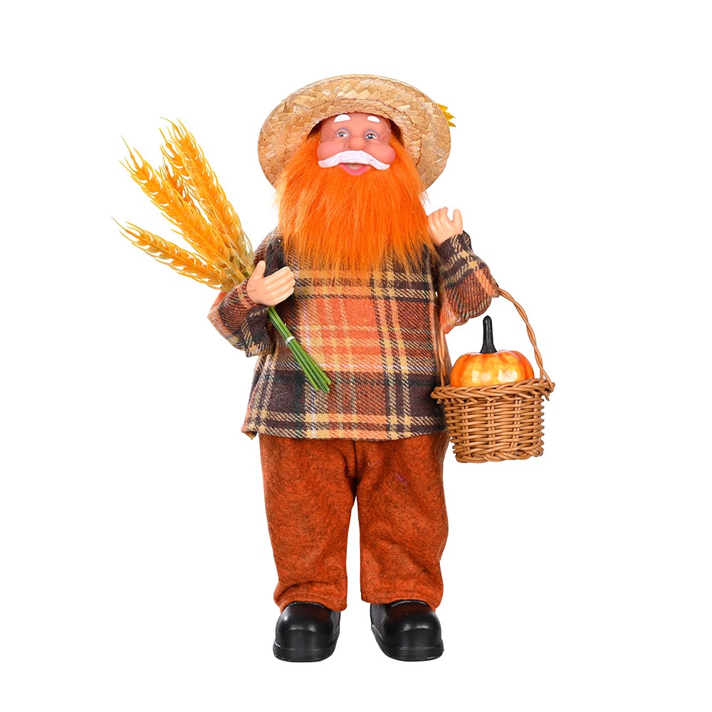  Wheat Carrying Basket Old Man Doll Pumpkin Ornaments-B