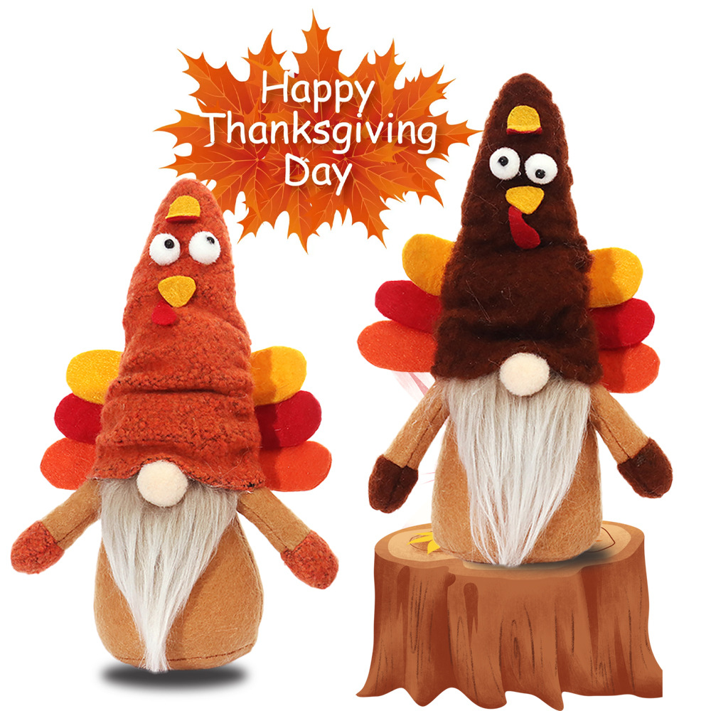 Turkey Stuffed Animal Cartoon Forest Man Plush Gnome-2pcs