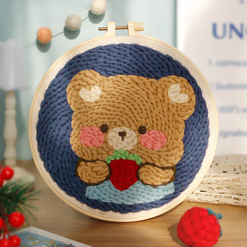 Strawberry Bear Punch Needle Kit