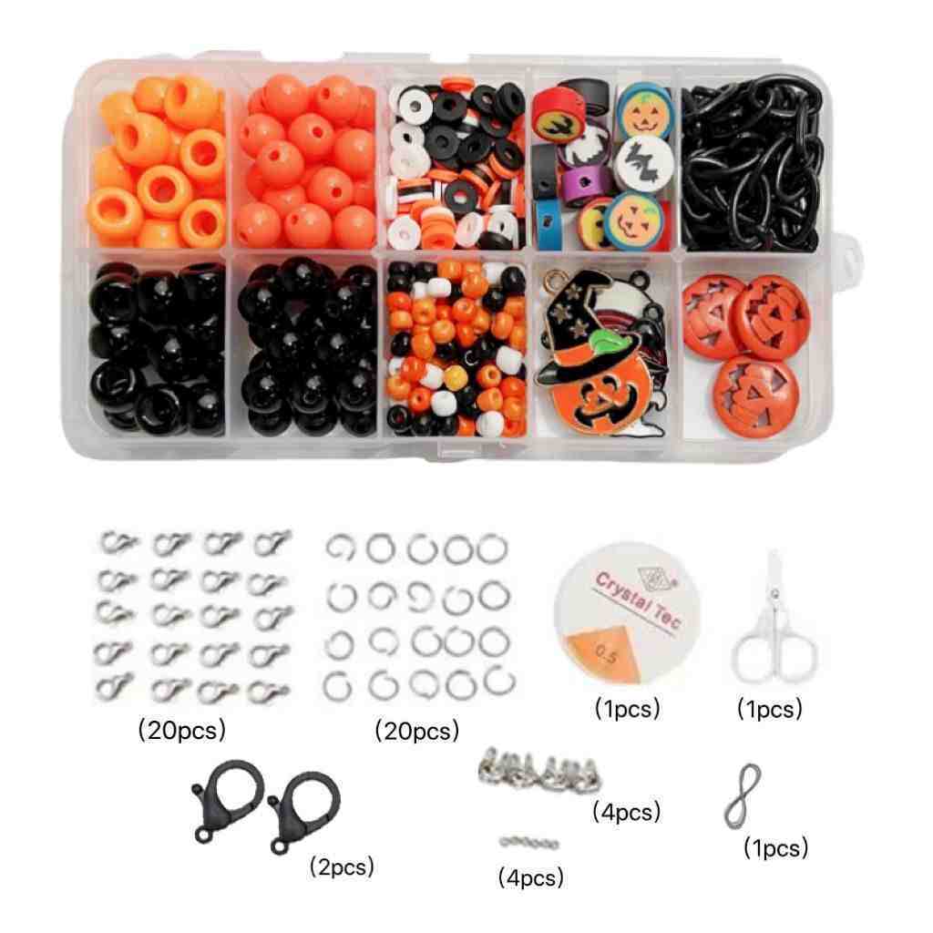 Halloween DIY Necklace Rings Kits For Kids Personalized Unique Gift Party Supply，100pcs-Apripex